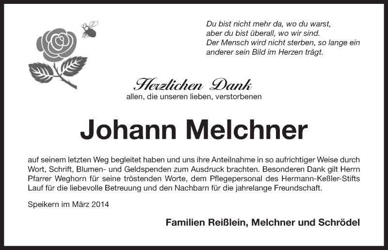  Traueranzeige für Johann Melchner vom 05.03.2014 aus Pegnitz-Zeitung